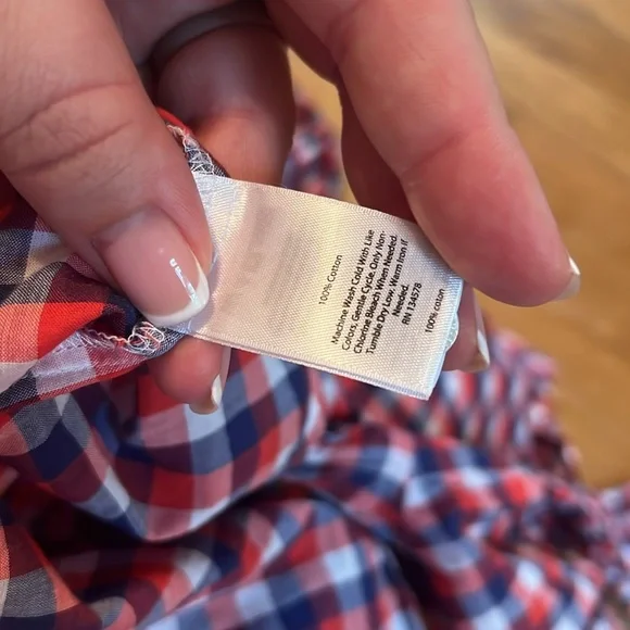 Vineyard Vines Womens sz 00 Gingham Red Blue Cotton Button Down Blouse Shirt‎ - Picture 5 of 7
